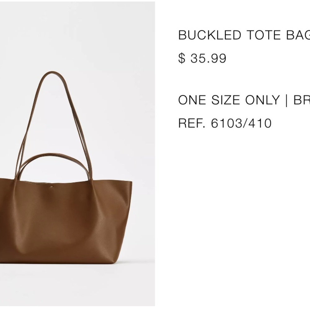 Brown Buckled Tote Bag Zara like new